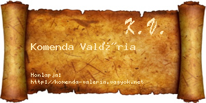 Komenda Valéria névjegykártya